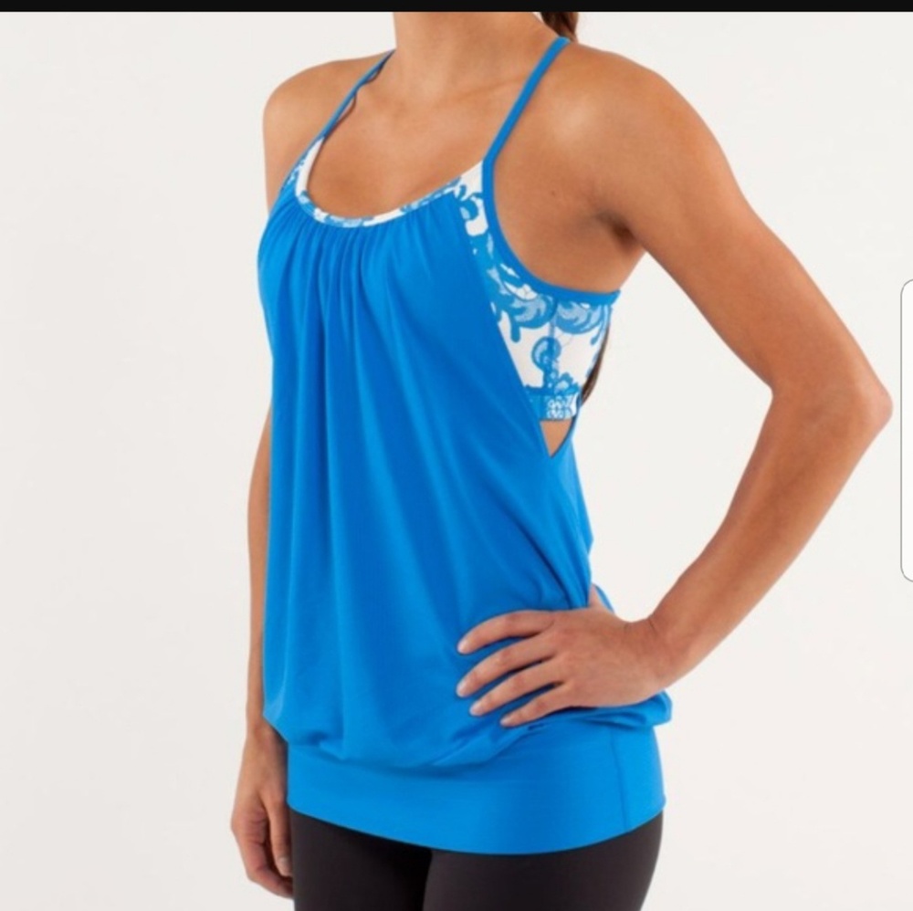 Lululemon no limit tank beaming blue polar cream